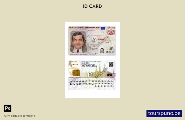 listo para imprimir identificación de Letonia, plantilla actual